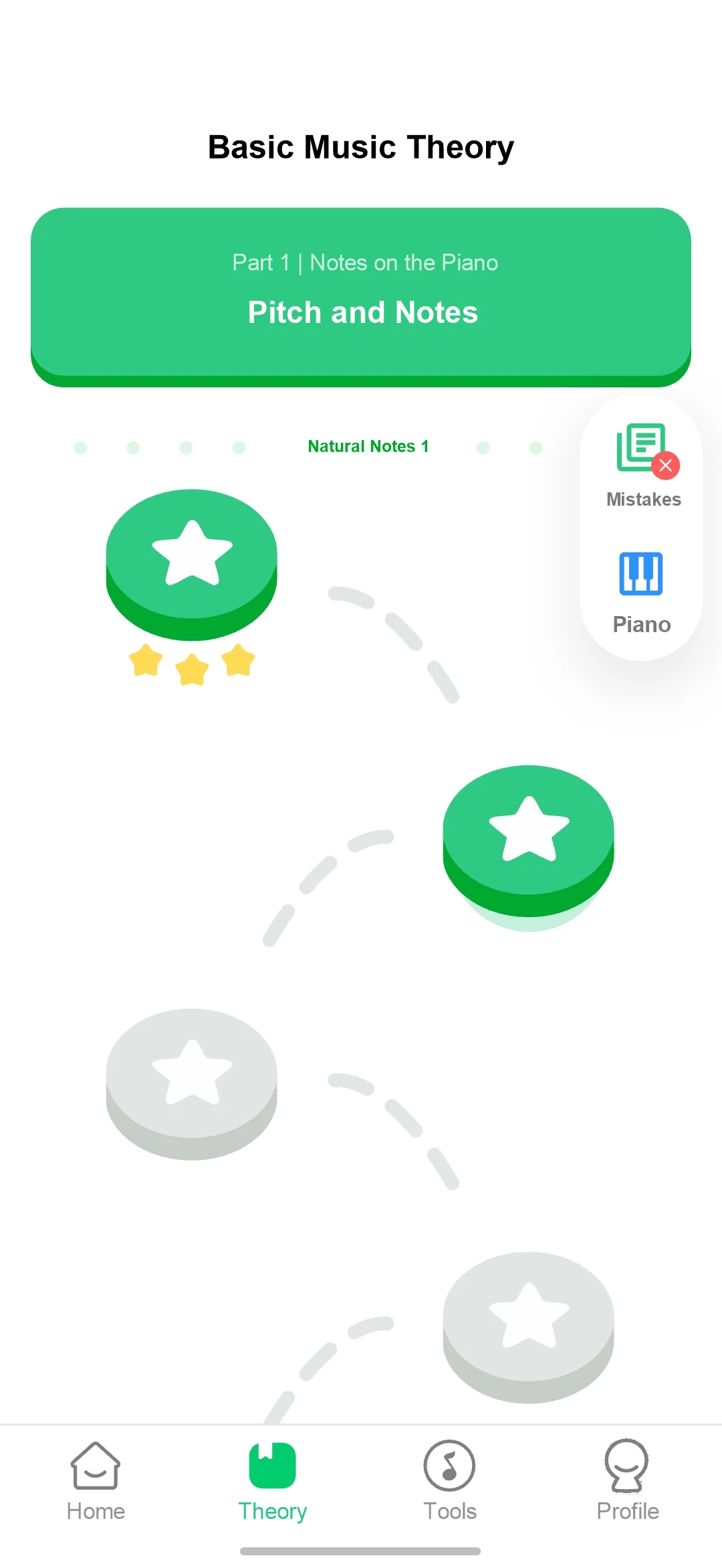 A level-based music theory learning path
